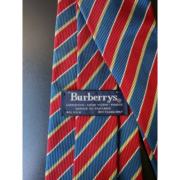 Mens Vintage Burberrys London Classic 100% All Silk Luxury Striped Tie #2 - Picture 3 of 3